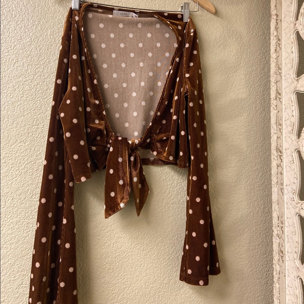 LUSH| Brown Wrap Top|Tie Cropped